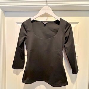 NWT- Boston Proper Black Sleek form Fitting 3/4 Sleeve Top.